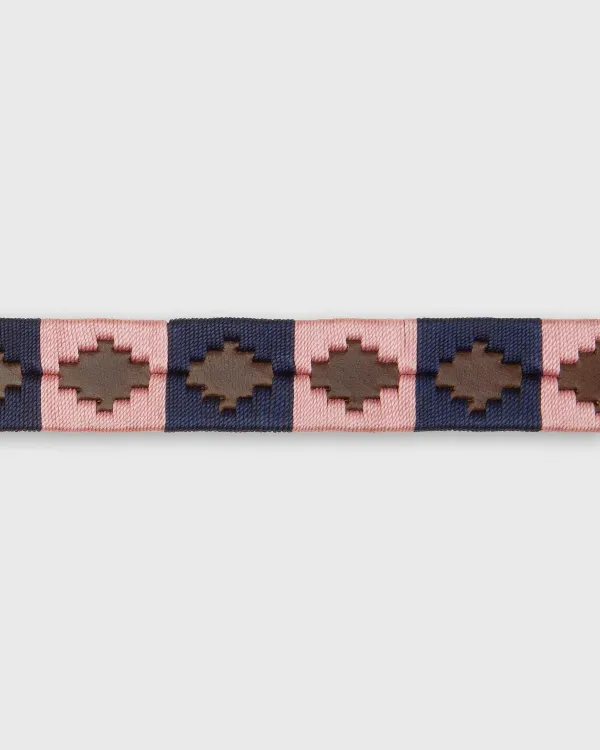 Fashion Sid Mashburn 1 1/8" Polo Belt Pink/Navy Chocolate Leather