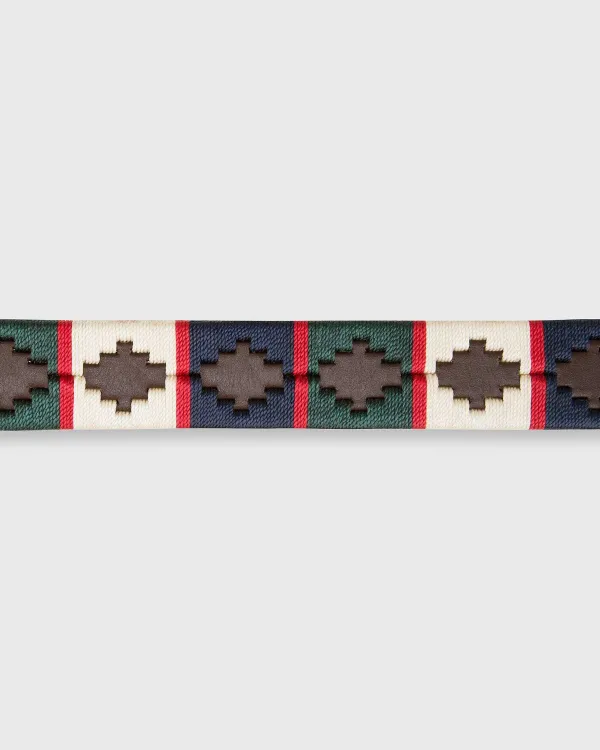 Outlet Sid Mashburn 1 1/8" Polo Belt Bone/Navy/Green/Red Chocolate Leather