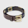 Shop Sid Mashburn 1 1/8" Polo Belt Khaki/Navy/Sage Chocolate Leather