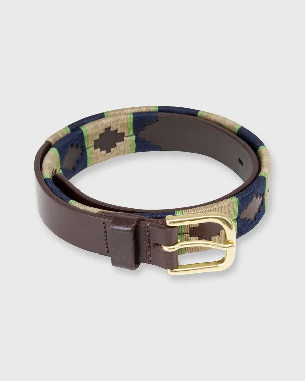 Shop Sid Mashburn 1 1/8" Polo Belt Khaki/Navy/Sage Chocolate Leather