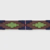 Hot Sid Mashburn 1 1/8" Polo Belt Navy/Sage/Pink Medium Brown Leather