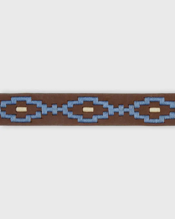 Online Sid Mashburn 1 1/8" Polo Belt Blue/Bone Medium Brown Leather