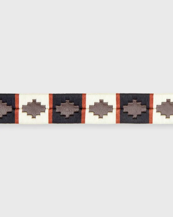 Clearance Sid Mashburn 1 1/8" Polo Belt Bone/Navy/Orange Chocolate Leather