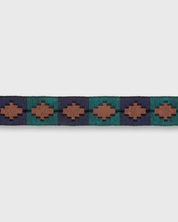 Sale Sid Mashburn 1 1/8" Polo Belt Green/Navy Medium Brown Leather