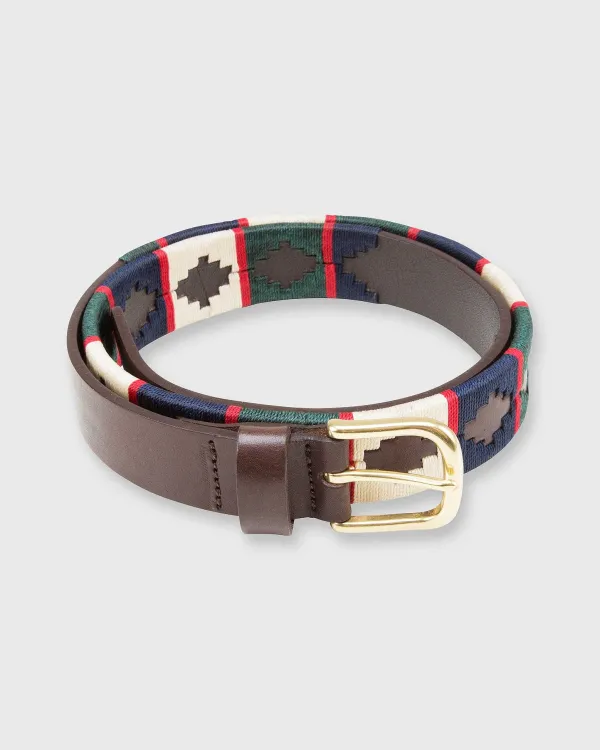 Outlet Sid Mashburn 1 1/8" Polo Belt Bone/Navy/Green/Red Chocolate Leather