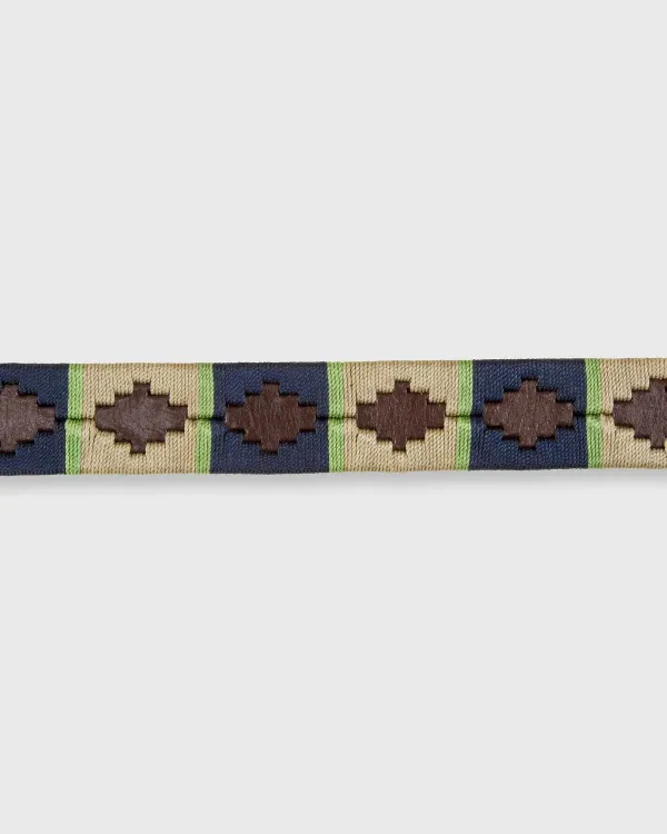 Shop Sid Mashburn 1 1/8" Polo Belt Khaki/Navy/Sage Chocolate Leather