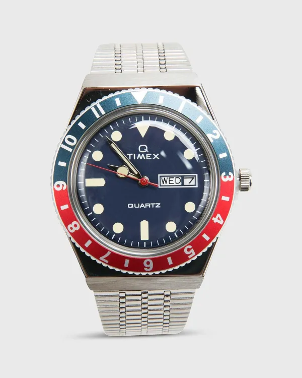 Discount Timex Q Reissue Watch Silver/Navy/Red