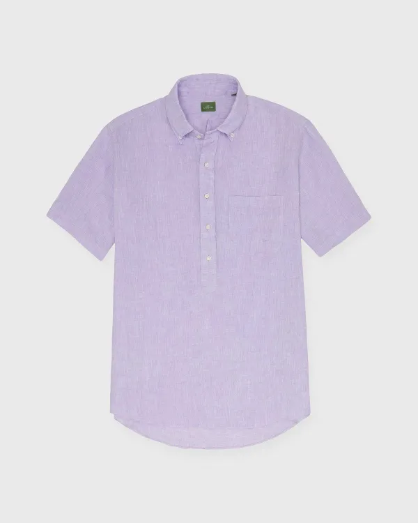 Flash Sale Sid Mashburn Short-Sleeved Button-Down Popover Shirt Lavender Linen