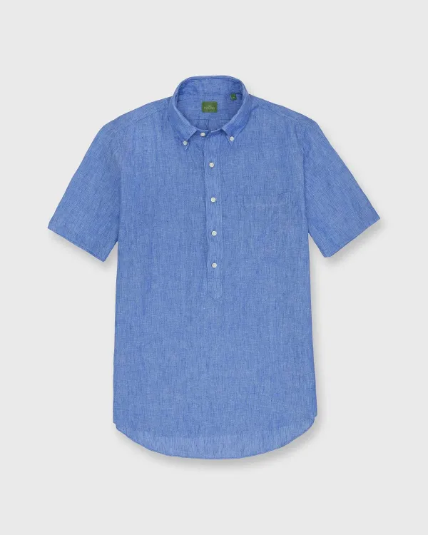 Flash Sale Sid Mashburn Short-Sleeved Button-Down Popover Sport Shirt Lapis Linen