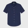 Discount Sid Mashburn Short-Sleeved Button-Down Sport Shirt Navy Oxford