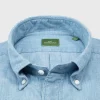 Flash Sale Sid Mashburn Short-Sleeved Button-Down Sport Shirt Extra Light Washed Indigo Chambray