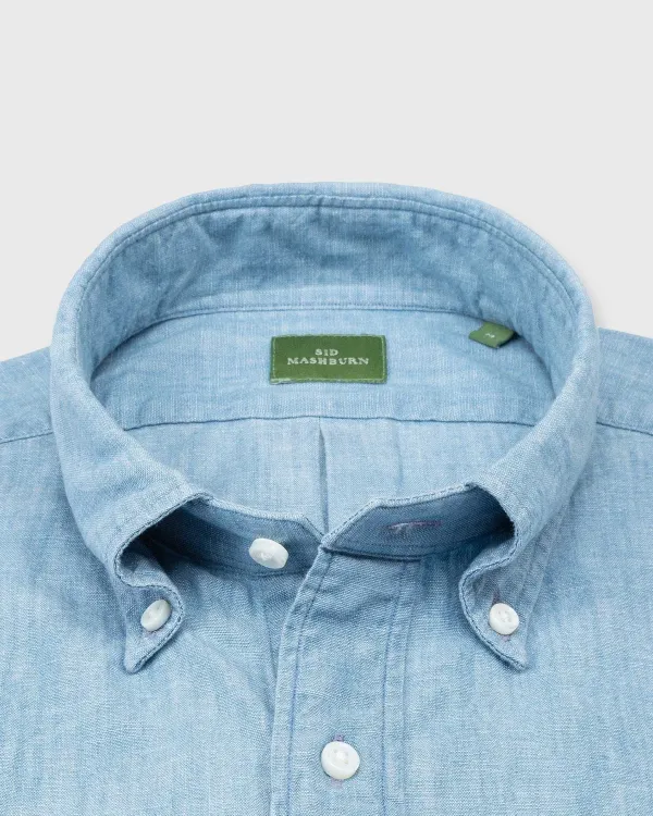 Flash Sale Sid Mashburn Short-Sleeved Button-Down Sport Shirt Extra Light Washed Indigo Chambray