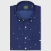 Cheap Sid Mashburn Short-Sleeved Button-Down Sport Shirt Navy/Green/Blue Tie-Dye Dot Print Poplin