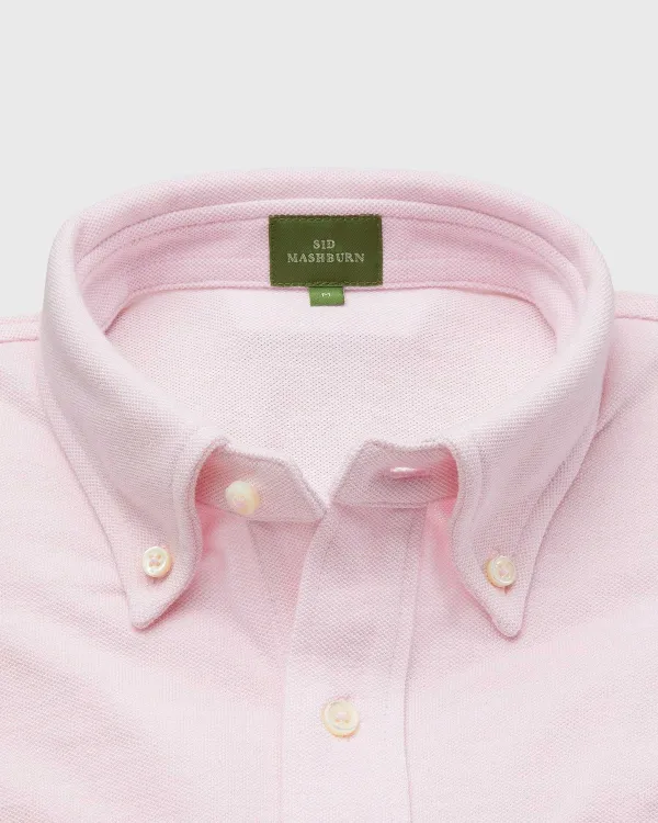 Shop Sid Mashburn Short-Sleeved Knit Button-Down Popover Shirt Pink Oxford Pima Pique