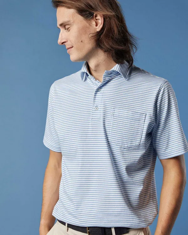 Best Sid Mashburn Short-Sleeved Polo Coastal/White Stripe Jersey