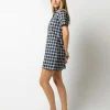 Shop Ann Mashburn Short-Sleeved Popover Dress Navy/Green Gordon Tartan Poplin