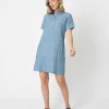 Sale Ann Mashburn Short-Sleeved Popover Dress Extra Light Washed Cotolino Chambray