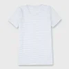 Shop Ann Mashburn Short-Sleeved Relaxed Tee White/Powder Blue Stripe Jersey