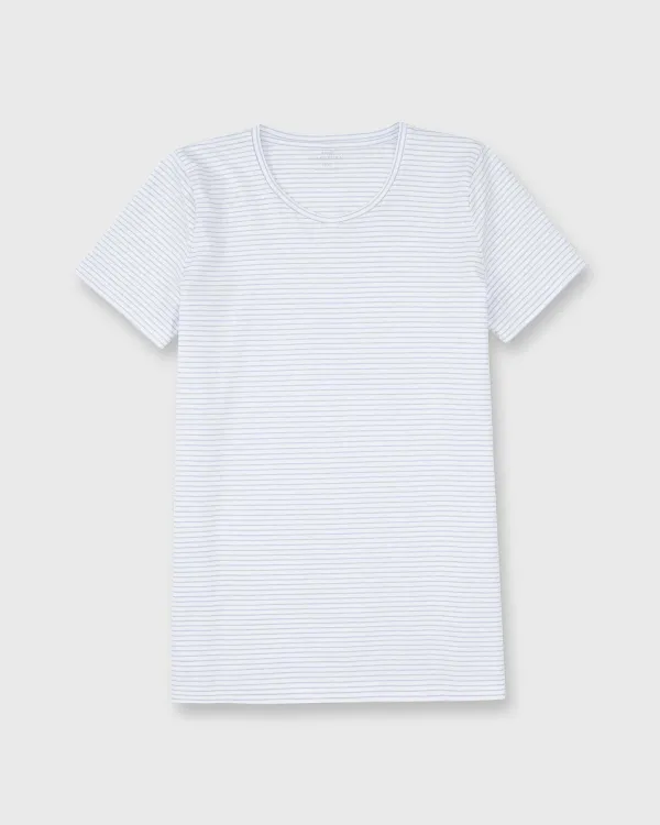 Shop Ann Mashburn Short-Sleeved Relaxed Tee White/Powder Blue Stripe Jersey