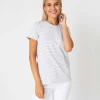 Flash Sale Ann Mashburn Short-Sleeved Relaxed Tee White/Heather Grey Stripe Jersey