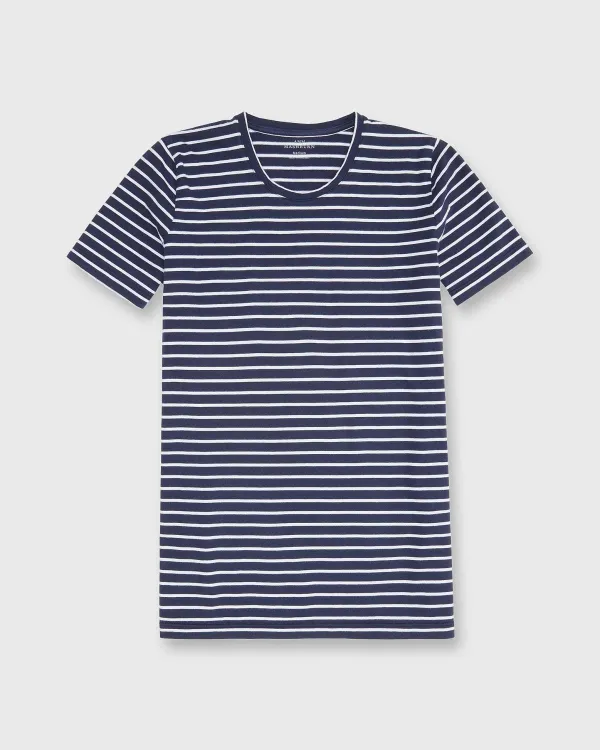 Sale Ann Mashburn Short-Sleeved Relaxed Tee Navy/White Stripe Jersey