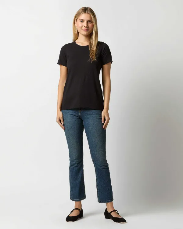 Outlet Ann Mashburn Short-Sleeved Relaxed Tee Black Pima Cotton