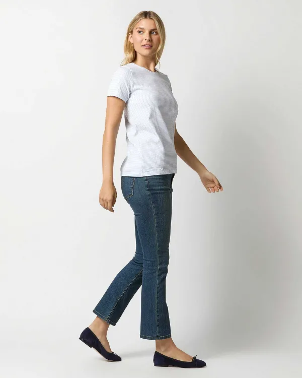 Shop Ann Mashburn Short-Sleeved Relaxed Tee White/Powder Blue Stripe Jersey