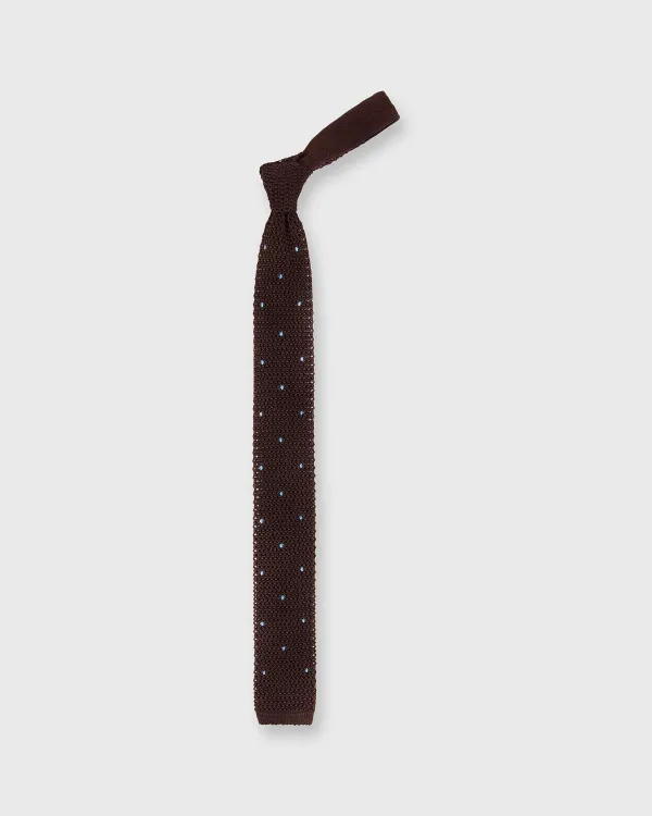 New Sid Mashburn Silk Knit Tie Chocolate/French Blue Dot