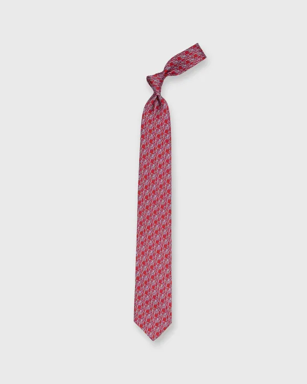 Shop Salvatore Ferragamo Silk Print Tie Red/Light Blue Giraffes