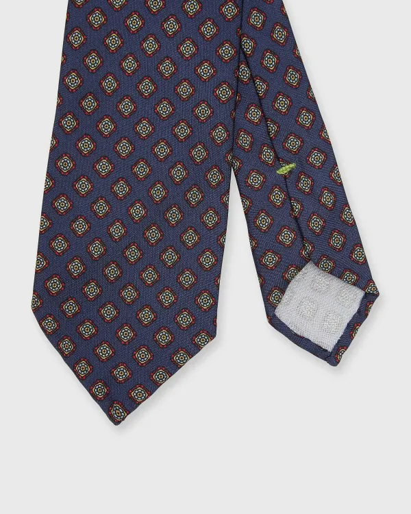 Hot Sid Mashburn Silk Print Tie Navy/Red Multi Medallion