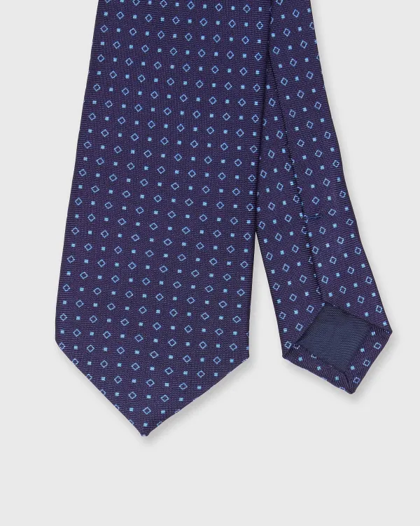 Outlet Sid Mashburn Silk Print Tie Navy/Sky Shapes