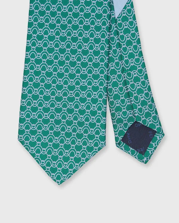 Outlet Salvatore Ferragamo Silk Print Tie Green/Sky Ropes