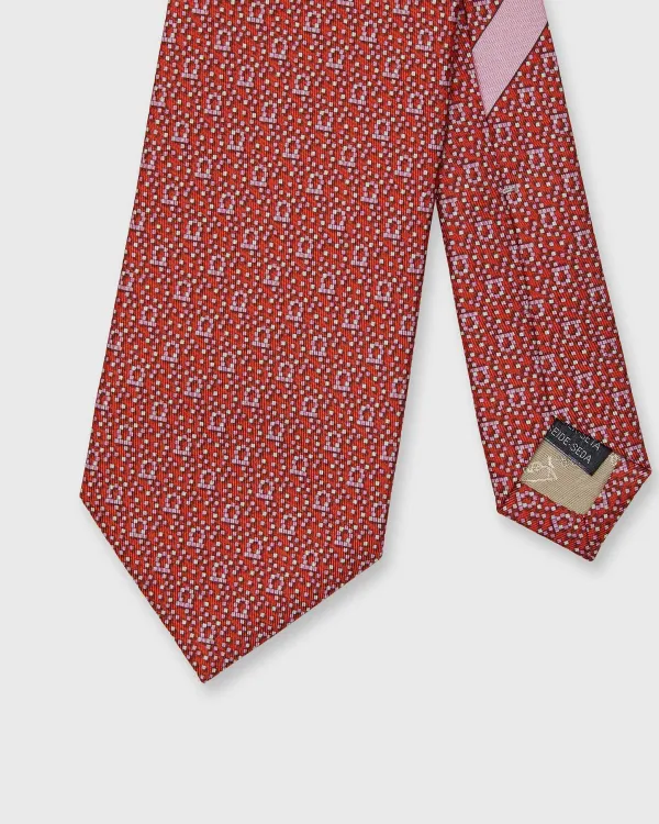 Cheap Salvatore Ferragamo Silk Print Tie Orange/Pink/White Pixels