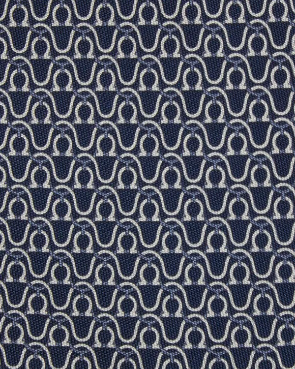 Outlet Salvatore Ferragamo Silk Print Tie Navy/Grey/White Stirrups