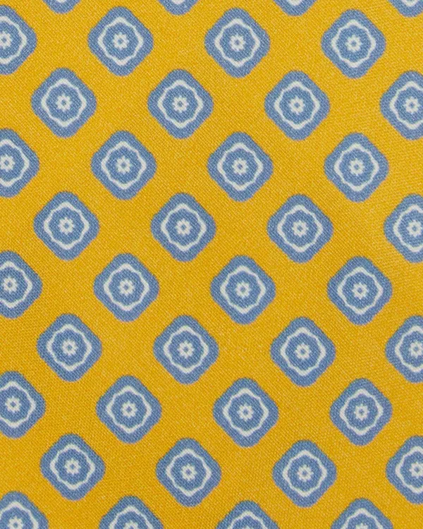 Hot Sid Mashburn Silk Print Tie Yellow/Pale Blue Medallion