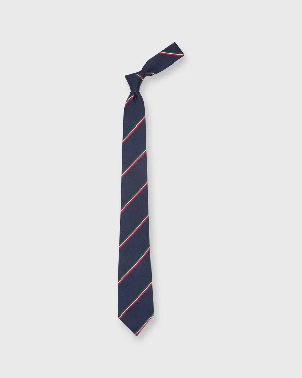 Clearance Sid Mashburn Silk Repp Tie Navy/Red/White/Green Stripe