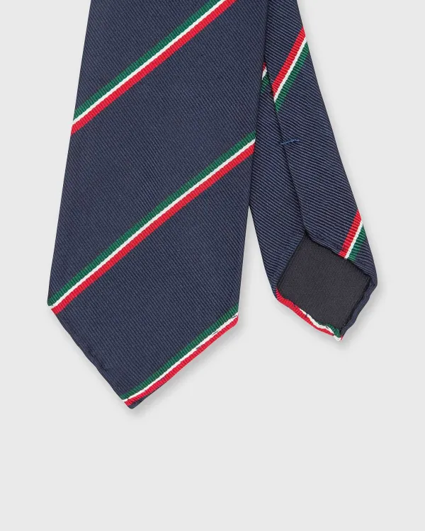 Clearance Sid Mashburn Silk Repp Tie Navy/Red/White/Green Stripe