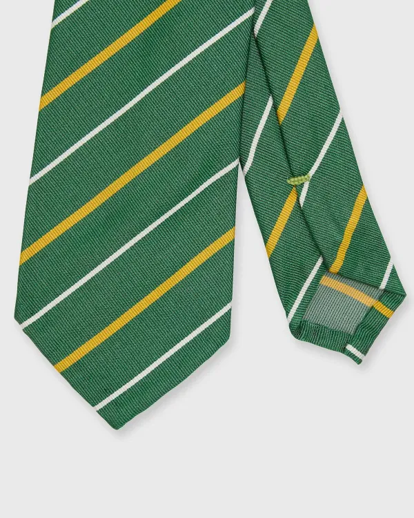 Shop Sid Mashburn Silk Woven Tie Green/Yellow/White Stripe