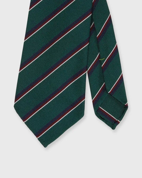 Discount Sid Mashburn Silk/Cotton Woven Tie Green/Navy/Burgundy Stripe