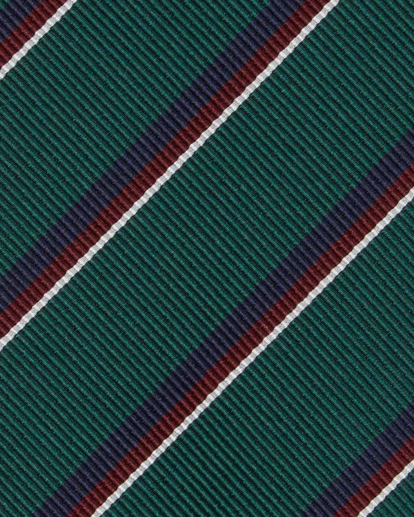 Discount Sid Mashburn Silk/Cotton Woven Tie Green/Navy/Burgundy Stripe