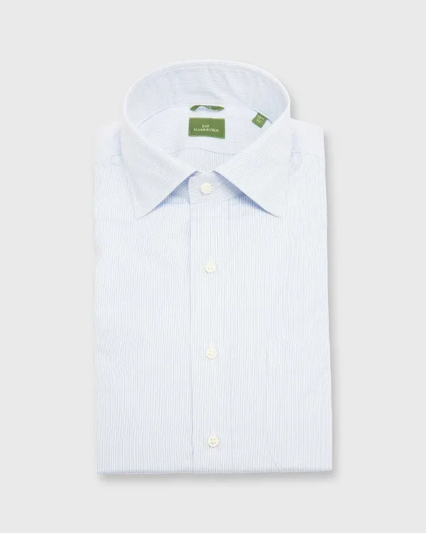 Fashion Sid Mashburn Slim-Fit Spread Collar Dress Shirt Sky Pencil Stripe Poplin