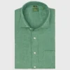 Shop Sid Mashburn Slim-Fit Spread Collar Sport Shirt Green Linen