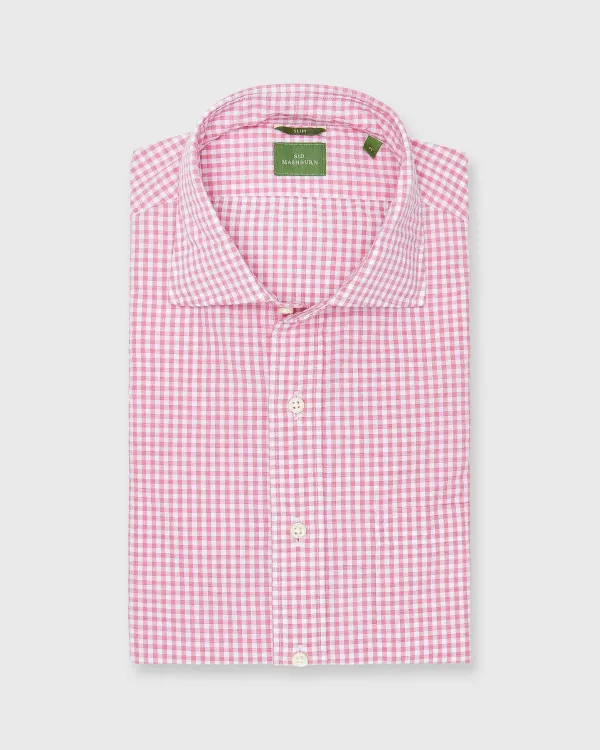 Clearance Sid Mashburn Slim-Fit Spread Collar Sport Shirt Red Gingham Seersucker