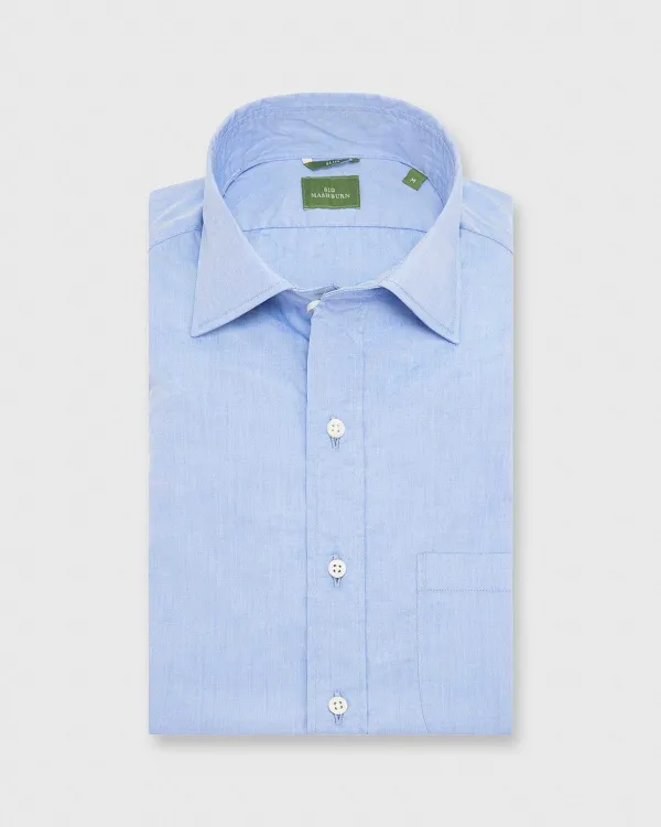 Hot Sid Mashburn Slim-Fit Spread Collar Sport Shirt Light Blue Chambray