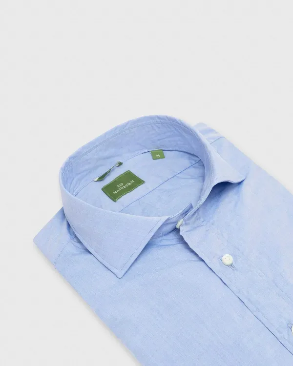 Hot Sid Mashburn Slim-Fit Spread Collar Sport Shirt Light Blue Chambray