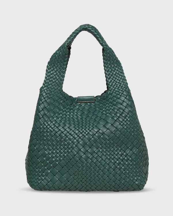 Cheap Ann Mashburn Small Mercato Handwoven Tote Moss Leather