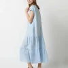 New Ann Mashburn Sophia Dress Sky Sahara Linen