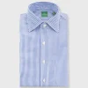 Outlet Sid Mashburn Spread Collar Dress Shirt Blue Bengal Stripe Poplin