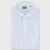 Cheap Sid Mashburn Spread Collar Dress Shirt Blue Stripe End-On-End