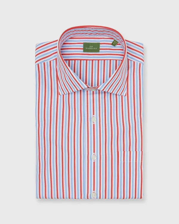 Cheap Sid Mashburn Spread Collar Dress Shirt Poppy/Blue Stripe Poplin